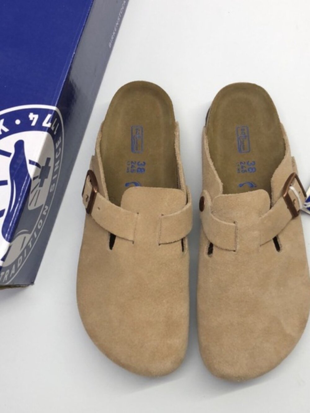 🌸Women's Latte Cream Suede Birkenstock Boston Shoes - Narrow Fit